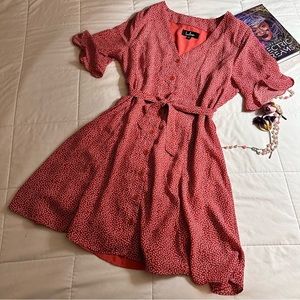 Lulus Rust Red Print Button-Up Dress
